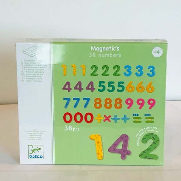 🌟 New Sealed WOODEN  Djeco 🧲Magnetic Numbers – 38 pcs  Ages 4+ 🎨 - Picture 8 of 10